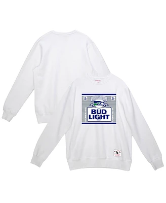Mitchell & Ness x Bud Light Men's White Seattle Seahawks The Crest Pullover Sweatshirt