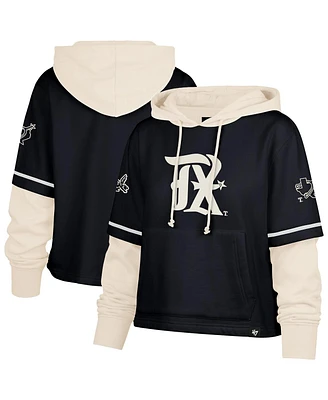 '47 Brand Women's Navy Texas Rangers City Connect Shortstop Cropped Pullover Hoodie