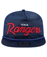 New Era Men's Navy Texas Rangers Retro Satin Script Golfer Adjustable Hat