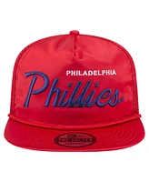 New Era Men's Red Philadelphia Phillies Retro Satin Script Golfer Adjustable Hat