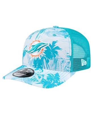 New Era Men's Aqua Miami Dolphins Hula Trucker 9SEVENTY Adjustable Hat