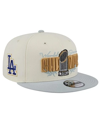 New Era Men's White Los Angeles Dodgers 2024 World Series Champions Parade Takedown 9FIFTY Snapback Hat