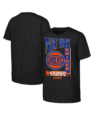 Outerstuff Big Boys and Girls Black New York Knicks 2025 Nba Playoffs Hype T-Shirt