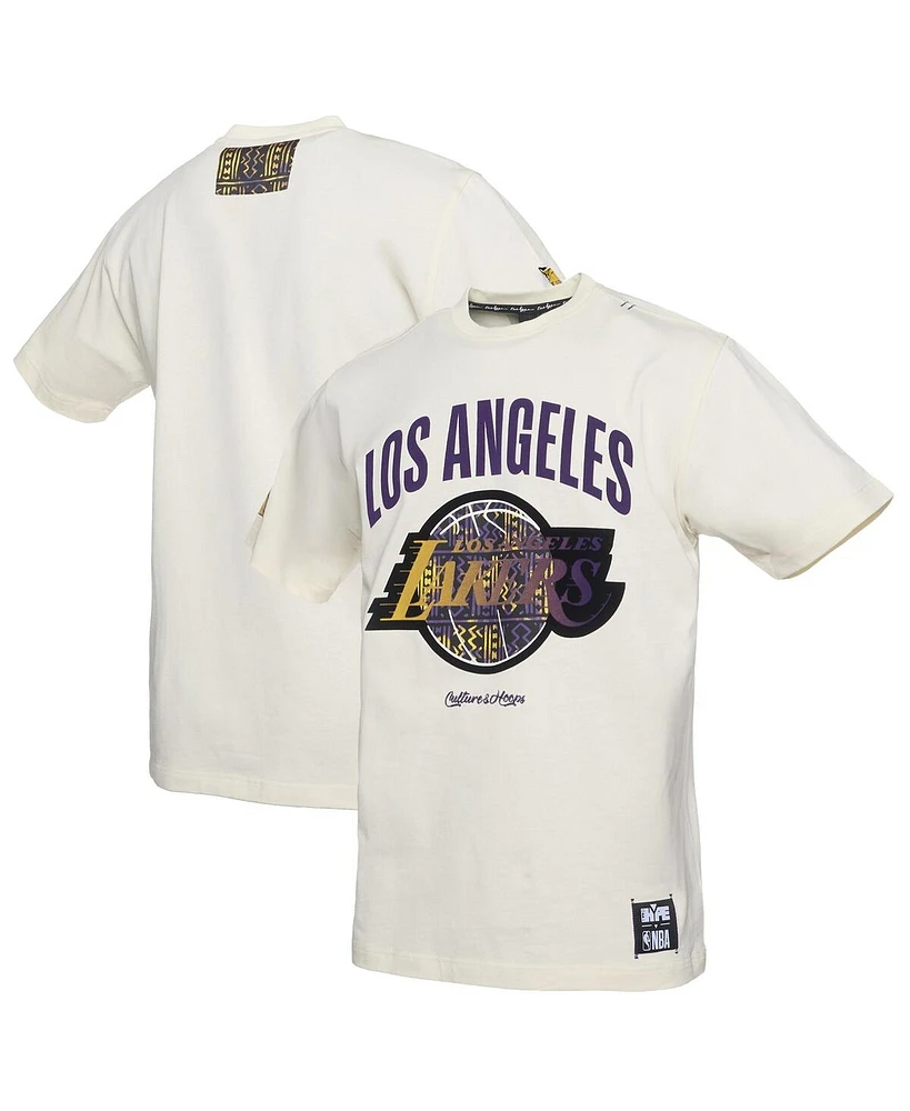 Two Hype x Nba Men's Cream Los Angeles Lakers Culture Hoops Collection Premium T-Shirt