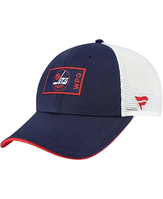 Fanatics Men's Navy/White Winnipeg Jets Authentic Pro Game Train Trucker Adjustable Hat
