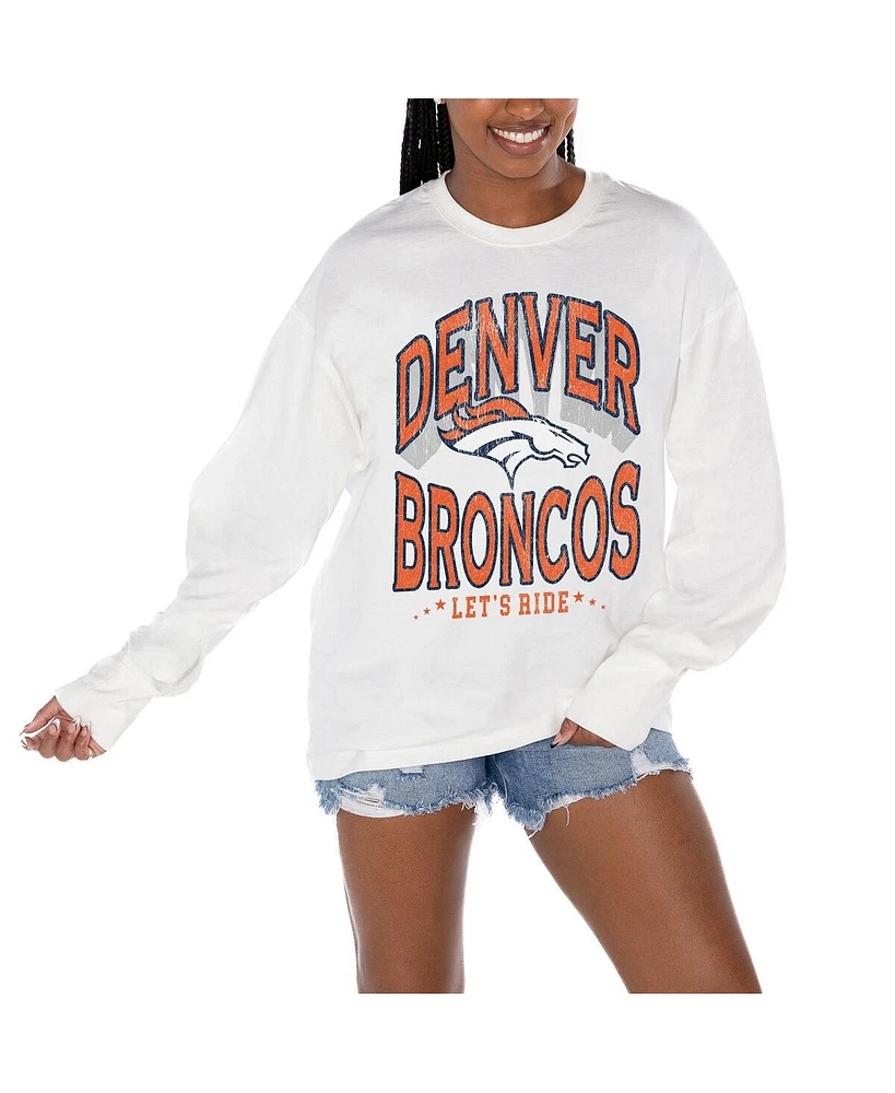 Gameday Couture Women's White Denver Broncos Time Out Oversized Long Sleeve T-Shirt