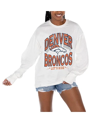 Gameday Couture Women's White Denver Broncos Time Out Oversized Long Sleeve T-Shirt