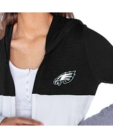 Gameday Couture Women's Black Philadelphia Eagles Tri-Blend Color Block Lightweight Cardigan Hoodie
