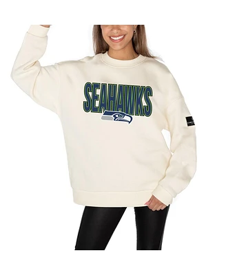 Gameday Couture Women's Cream Seattle Seahawks Premium Fleece Drop Shoulder Pullover Sweatshirt