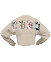 Fanatics Women's Cream Chicago Cubs Floral Preppy Cropped Long Sleeve T-Shirt