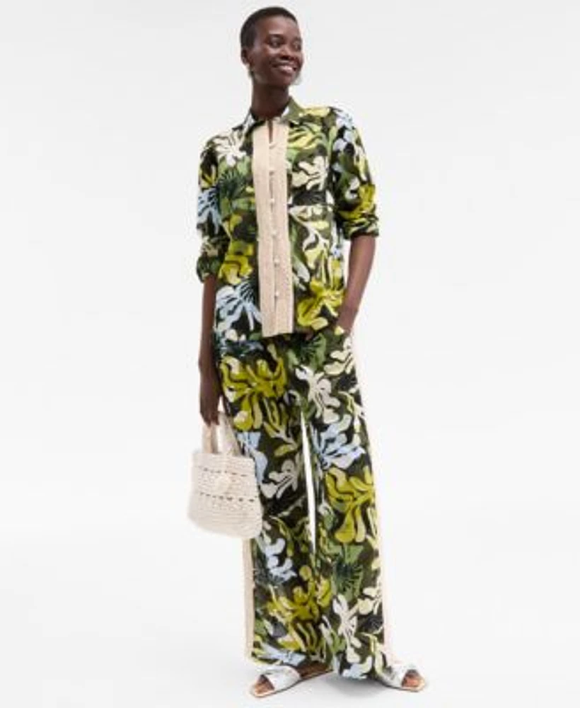 On 34th Womens Leaf Print Shirt Leaf Print Wide Leg Pants Camisole Exclusively At Macys