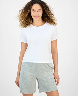 Style & Co Petite French Terry Short-Sleeve T-Shirt, Exclusively at Macy's