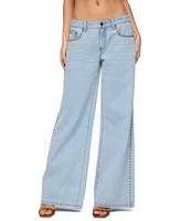 Edikted Women's Stassie Studded Low Rise Jeans