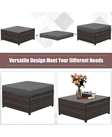 Gymax 5PCS Outdoor Patio Rattan Conversation Sofa Furniture Set w/ Cushions
