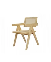 Wood Dining Arm Chair with Open Back Design for Kitchen or Dining Room