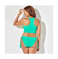 Swimsuits for All Plus Cropped Racerback Tankini Top