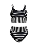 Lands' End Plus Tugless Tankini Top and High Waisted Bottom Swimsuit Set