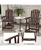 Gymax 2PCS Bar Stool Hdpe Chair w/ Armrest Footrest Home Indoor Outdoor Patio