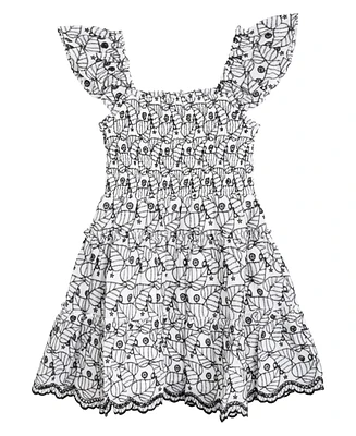 Rare Editions Big Girls Enlarged Leaf Eyelet Dress