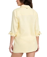 Guess Women's Long-Sleeve Linen Button-Up Shirt