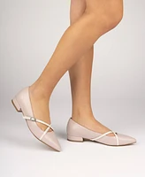 Journee Collection Women's Camby Crisscross Strap Pointed Toe Flats