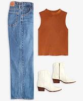 Levis Womens Effortless Mock Neck Tank Cinch Waist Lightweight Baggy Jeans
