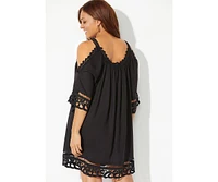 Swimsuits for All Plus Vera Crochet Cold Shoulder Cover Up Dress