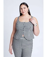Eloquii Plus Gingham Square Neck Vest