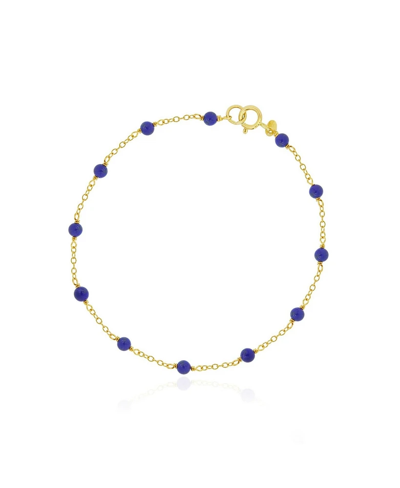 The Lovery Lapis Bead Chain Bracelet 14K Gold