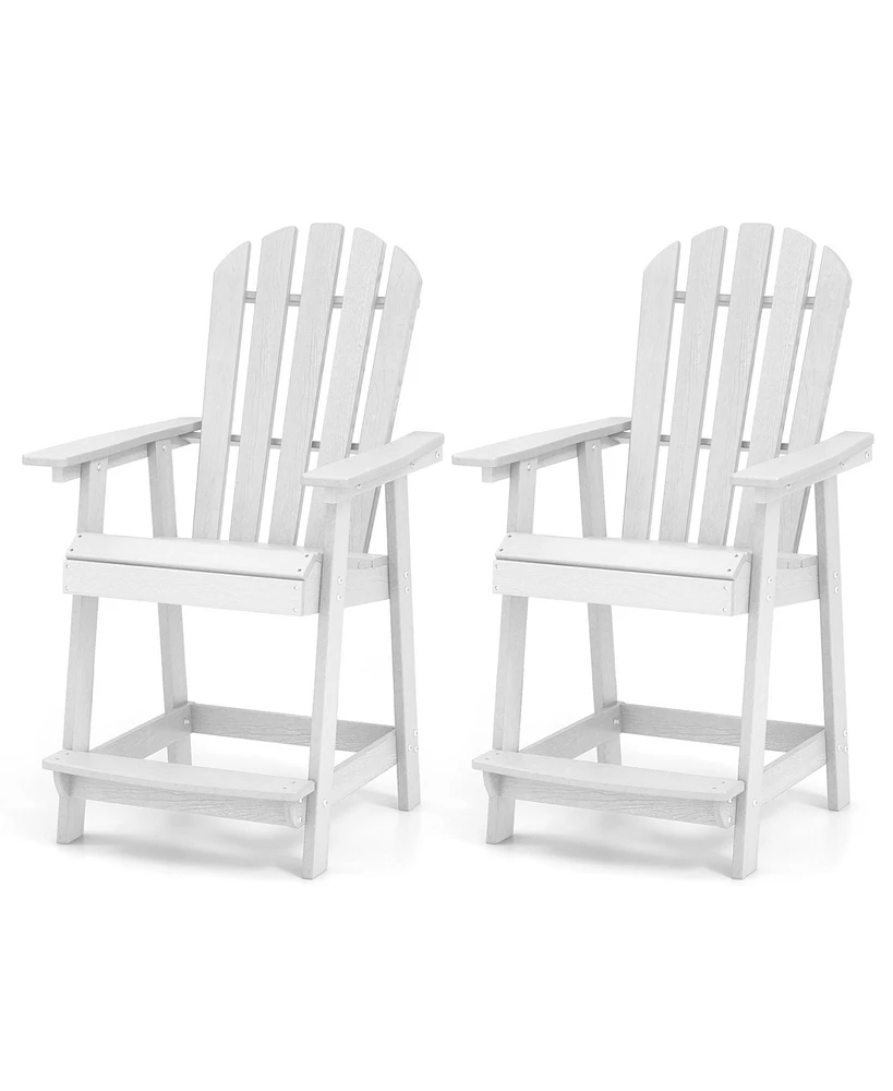Gymax 2PCS Bar Stool Hdpe Chair w/ Armrest Footrest Home Indoor Outdoor Patio