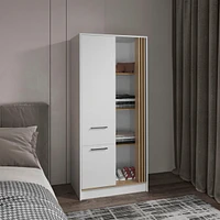 Ferndale Armoire, 1 Door, 1 Drawer, 4 Shelves, White/Natural Oak