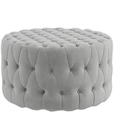 Round Tufted Ottoman Coffee Table with Velvet Upholstery Upholstered Foot Stool for Living Room Entryway or Bedroom Vanity Seating-The Pop Home