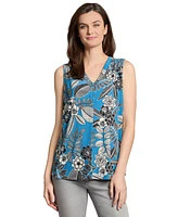 Jones New York Petite Floral-Print Sleeveless V-Neck Top