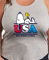 Hybrid Apparel Plus Peanuts Snoopy Usa Graphic Crew Neck Tank T-Shirt