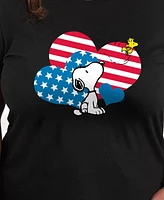 Hybrid Apparel Plus Peanuts Americana Hearts Snoopy Graphic Crew Neck T-Shirt