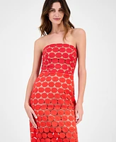 Sam Edelman Women's Dotted Lace Strapless Midi Dress