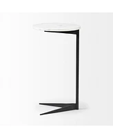 Luxurious Round Marble End Table with Sleek Metal Base
