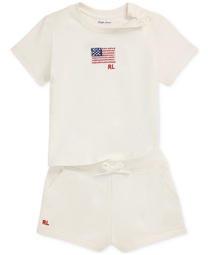 Polo Ralph Lauren Baby Girls Jersey Tee & French Terry Shorts Set