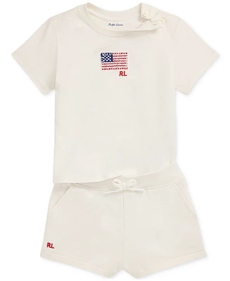 Polo Ralph Lauren Baby Girls Jersey Tee & French Terry Shorts Set