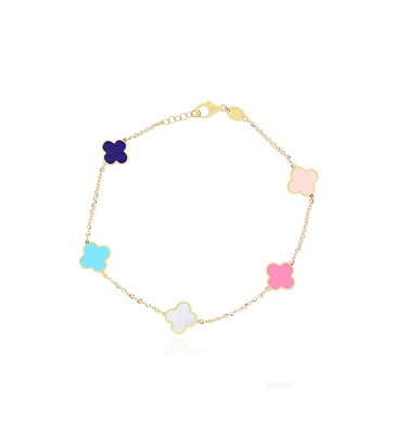 The Lovery Mini Pastel Mixed Clover Bracelet 14K Gold