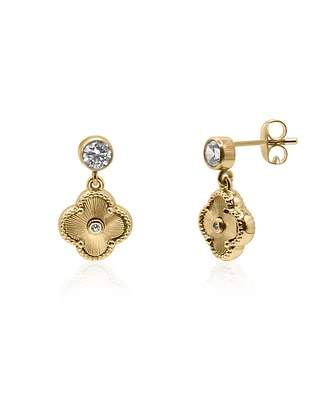 Non-Tarnishing 10mm Gold Filled Clover with Cubic Zerconia Stud Earrings