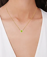 Peridot (7/8 ct. t.w.) & Lab Grown White Sapphire (1/10 ct. t.w.) Round Halo 18" Pendant Necklace in 14k Gold over Sterling Silver