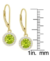 Peridot (1 ct. t.w.) & Lab Grown White Sapphire (1/5 ct. t.w.) Halo Drop Earrings in 14k Gold over Sterling Silver
