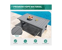 4-Piece Hdpe Plastic Weather Resistant Outdoor Patio Conversation Seating Set in Gray