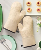 kate Spade new york Flower Soft Silicone Oven Mitt Set, 7" x 13"