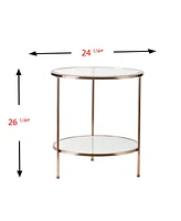 Round End Table with Shelf for Living Room or Bedroom Storage