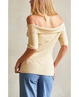 Crescent Women's Karina Off Shoulder Sweater Knit Top