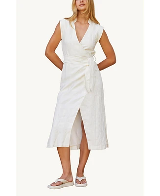 Crescent Women's Lelina Wrap Linen Midi Dress