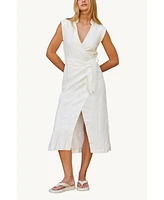 Crescent Women's Lelina Wrap Linen Midi Dress