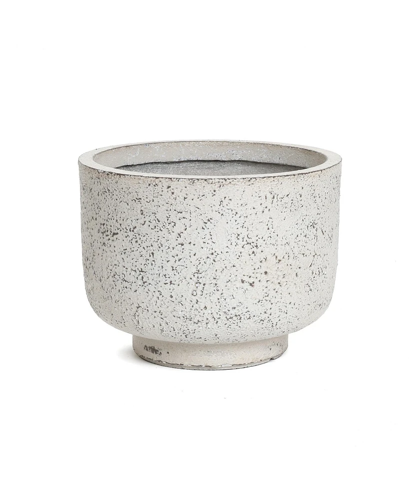 LuxenHome Rustic White with Gray -Inch Tall Round MgO Planter